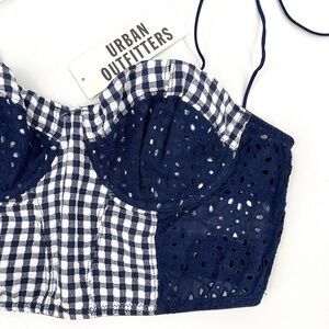 Urban Outfitters Corset Style Gingham Print Tie Strapped Tank Top Size M